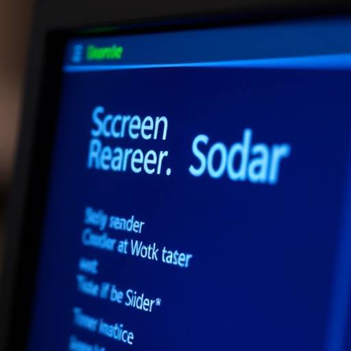 Una captura de pantalla de un lector de pantalla en uso, mostrando la interfaz y el texto que está leyendo en voz alta